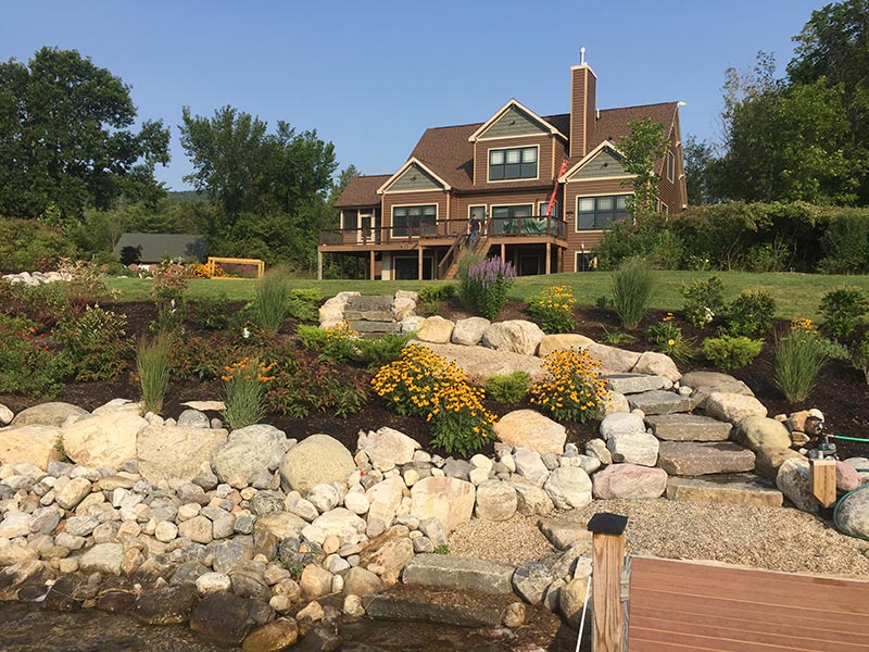 Lakefront Home with Shoreline Buffer Made of Native Plants & Stone